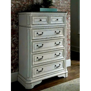 BV1809 - CH : Tủ 6 Ngăn Kéo Giả Cổ - Màu Trắng Kem 